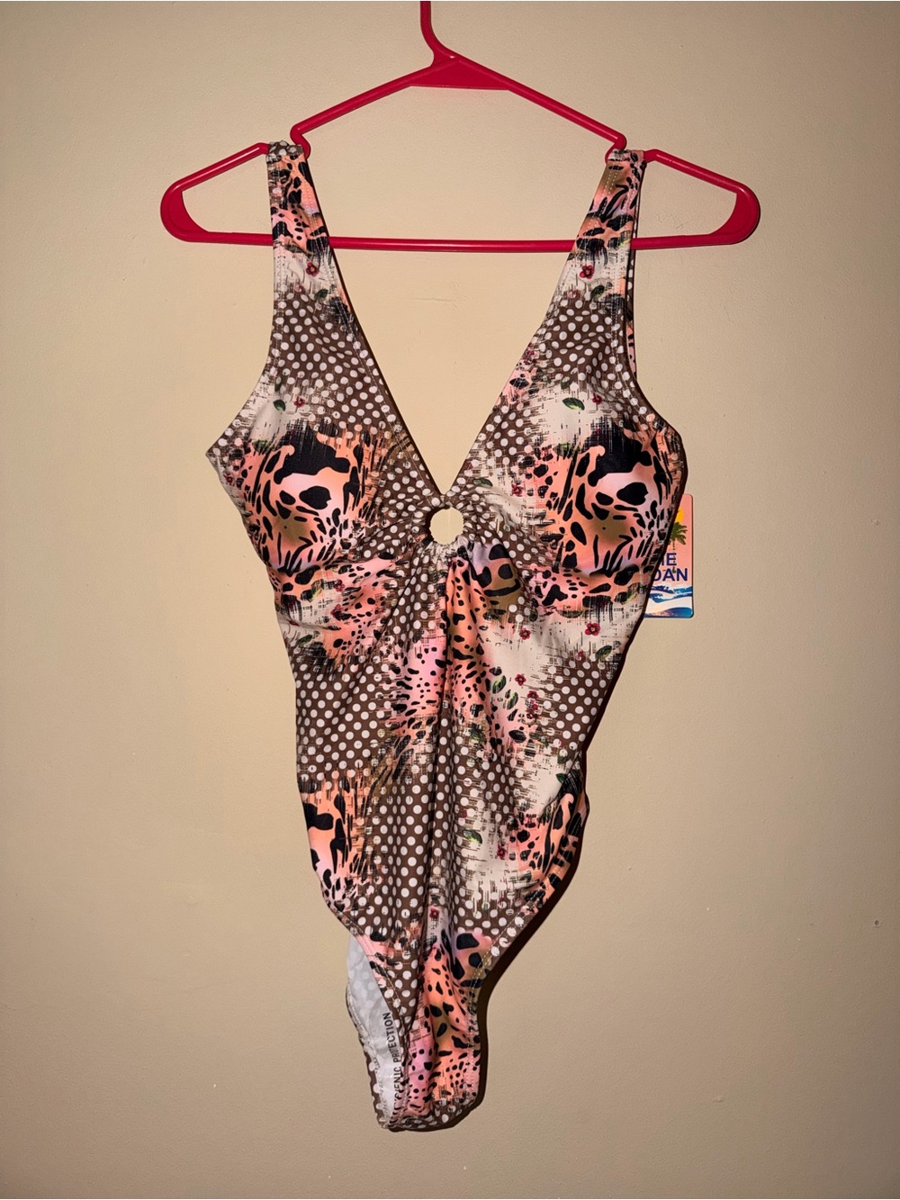 Emme Jordan Pink & Brown Mixed Print One-Piece